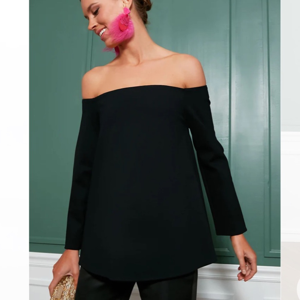 Tuckernuck Women's Black Miranda Off the Shoulder Blouse Long Sleeve Top Size XS